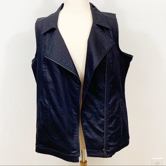 Eileen Fisher Asymmetric Zip Black Vest 1X - Picture 4 of 11